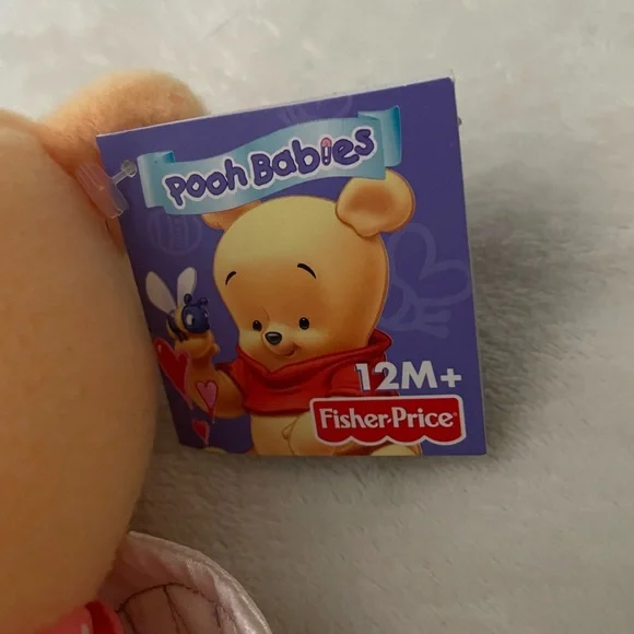 2003 Y2K Vintage Valentines Fisher-Price Pooh Babies Plush Toy - Pink and Cream - Picture 5 of 8